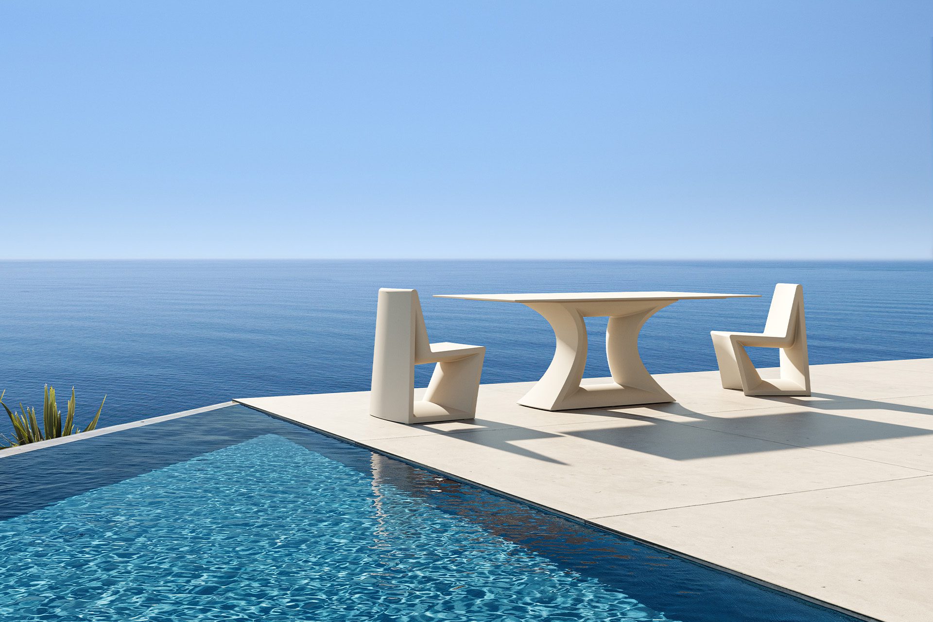 Vondom Rest outdoor chairs and table by A-Cero